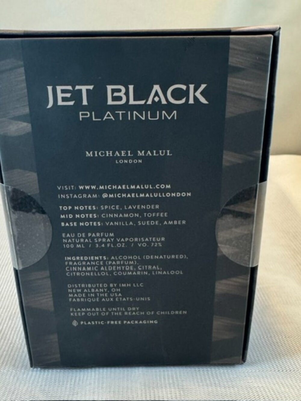 Michael Malul Jet Black Platinum Eau de Parfum Men's Spray 3.4oz New in box $140 - Picture 4 of 7